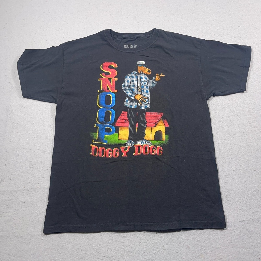 Joe Cool Snoop Doggy Dogg T Shirt Men Large Regular Black Graphic Tee Streetwear